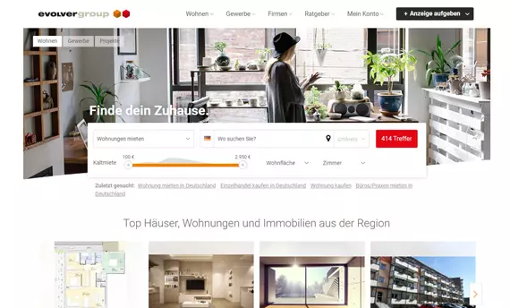 Screenshot Immobilienportal evolverESTATE