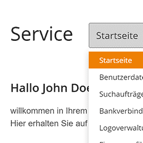 Screen der Oberfläche von der Serviceübersicht